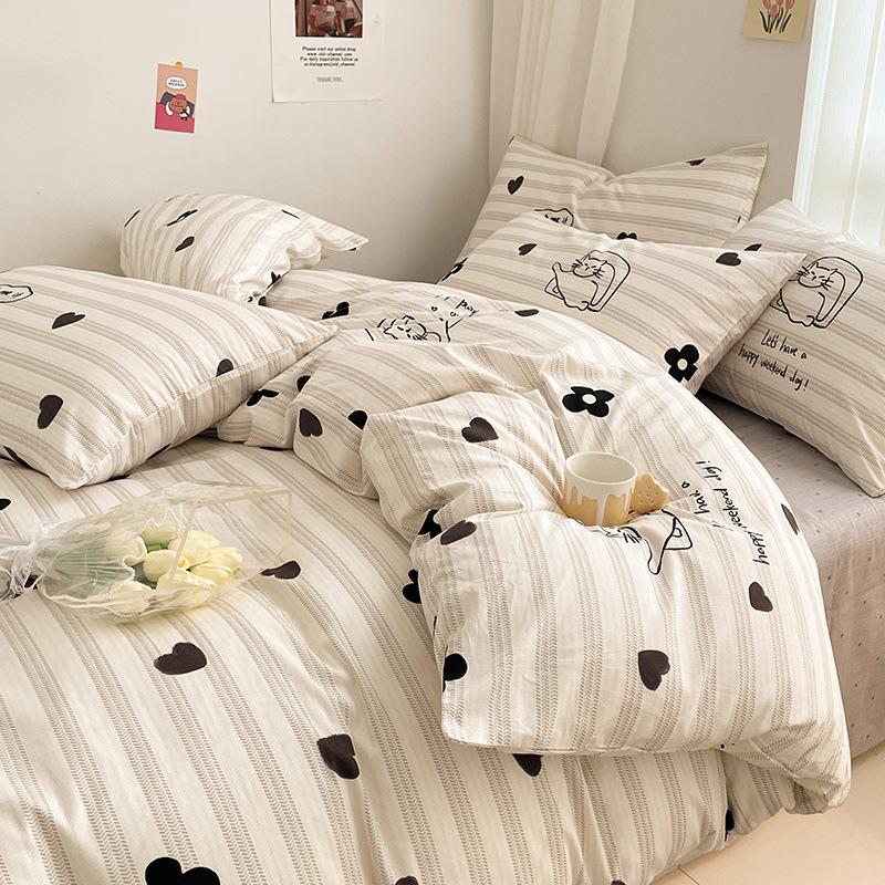 Комплект простыней из чистого хлопка, комплект простыней, постельное белье, пододеяльник для студенческого общежития из чистого хлопка, пододеяльник из трех предметов