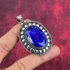 Blue Sapphire Pendant, Handmade Gemstone Pendant, 925 Solid Sterling Silver Pendant Antique Jewelry, For Engagement Gift