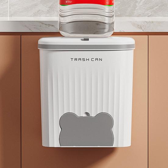 Wall Mounted Garbage Bin with Lid Large Capacity Easy To Install Cabinet Door Trash Can Food Garbage Holder