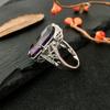 10 *20mm Big Amethyst Gemstone Ring Hollowed -Out 925 Sterling Silver Engagement Rings Exaggerated Silver Hand Jewelry For Women