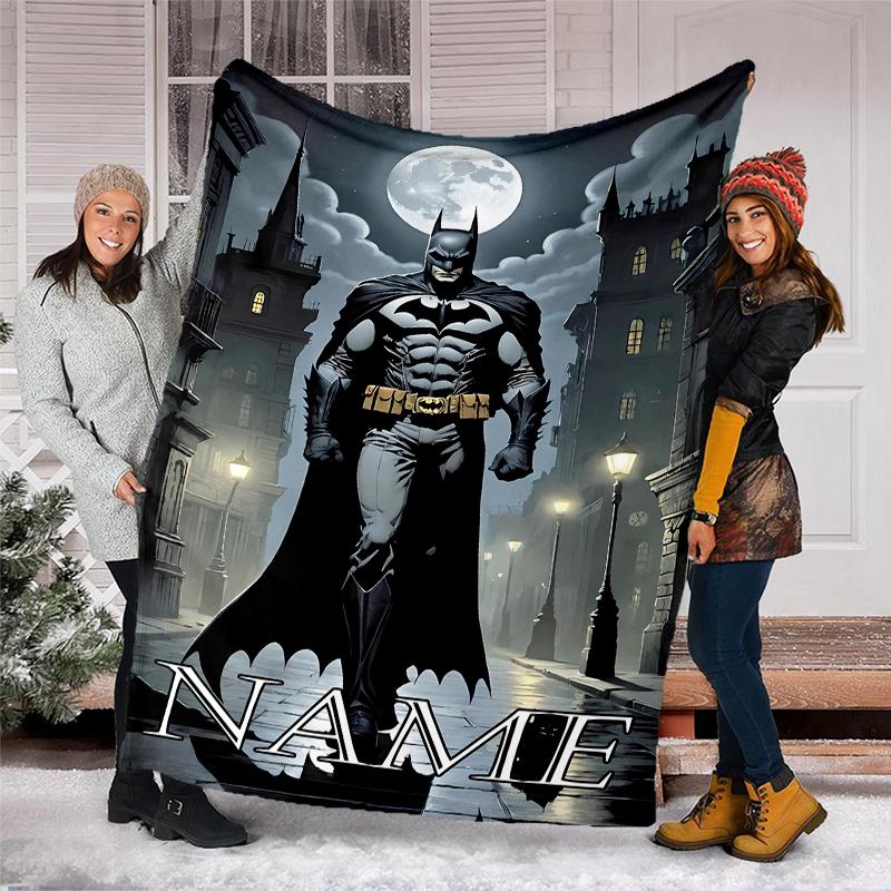 Personalized Custom Name Blanket - Batman Print Design,Blanket for Sofa,Bed,Travel,Camping - Soft and Warm, Great Gift