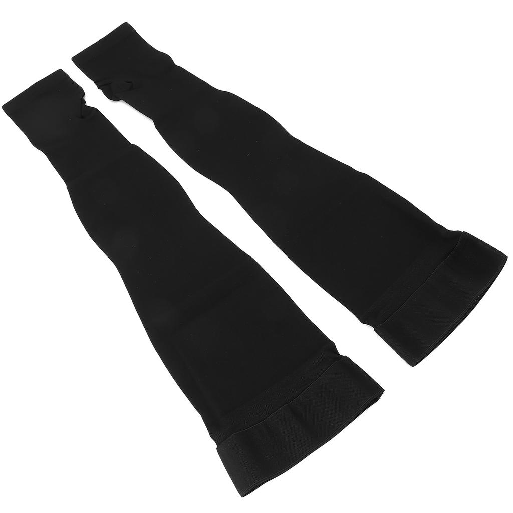 Open Toe Compression Thin Stockings Versatile Thigh High Mercerization Socks Black