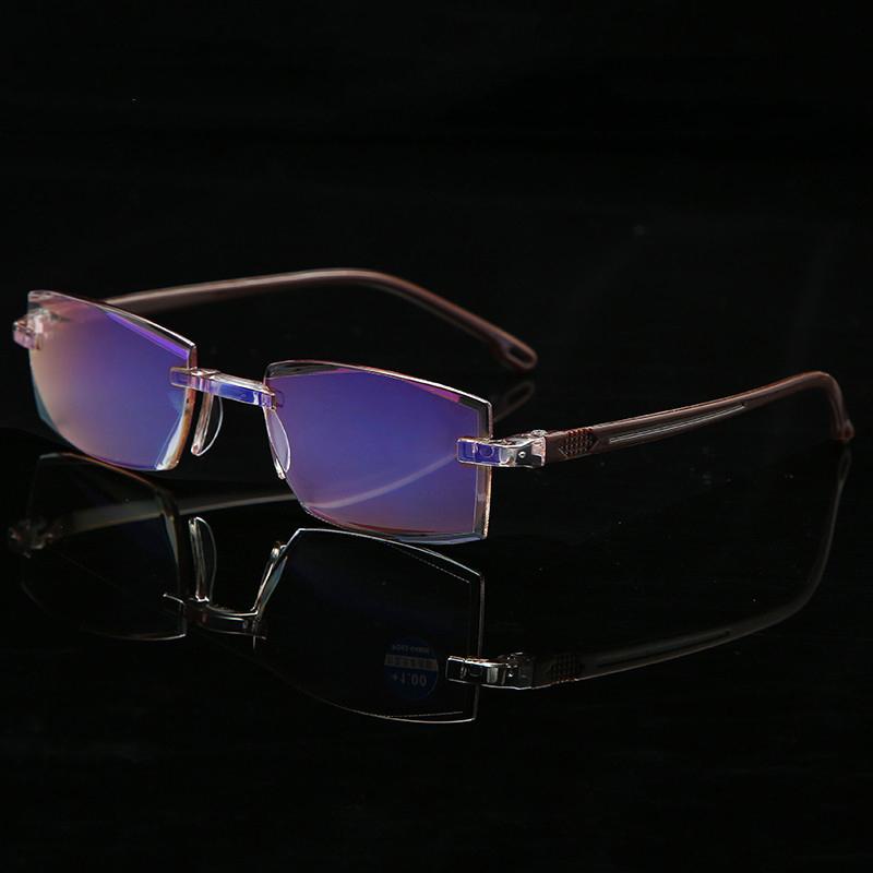 Мужские квадратные безободковые очки для чтения Женские очки без оправы, блокирующие синий свет, для пресбиопии Диоптрии +1.0 1.5 2 2.5
