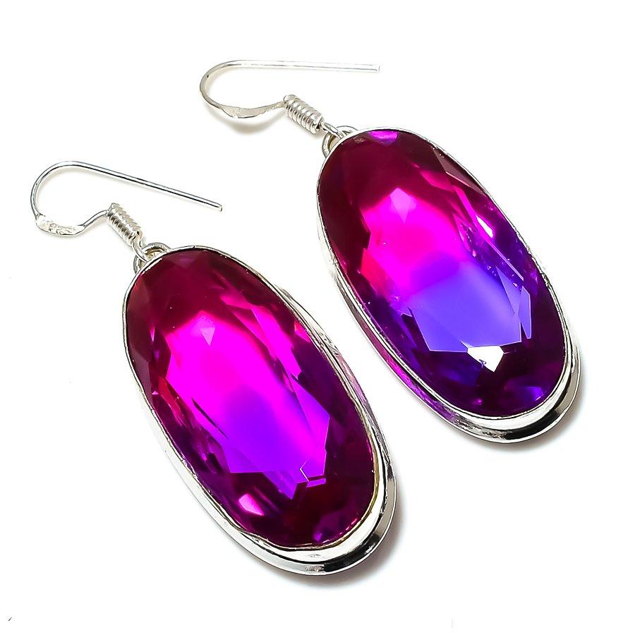 Подарочные серьги из стерлингового серебра 925 пробы с двухцветным турмалином и драгоценным камнем 2,17 дюйма