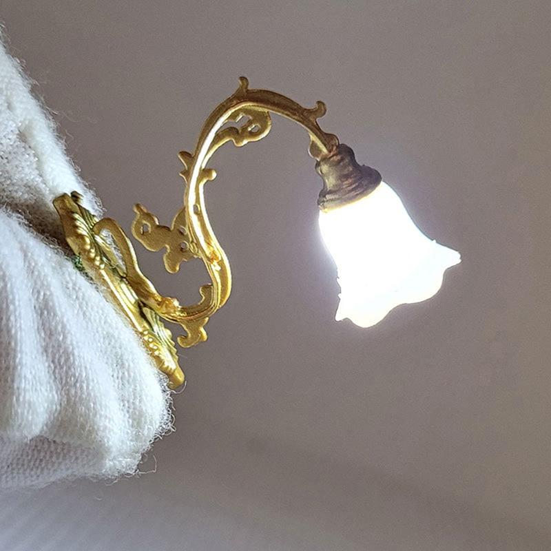 2Pcs 1/12 Dollhouse Wall Lamp Model Garden Yard Chandelier Sand Table Led Light