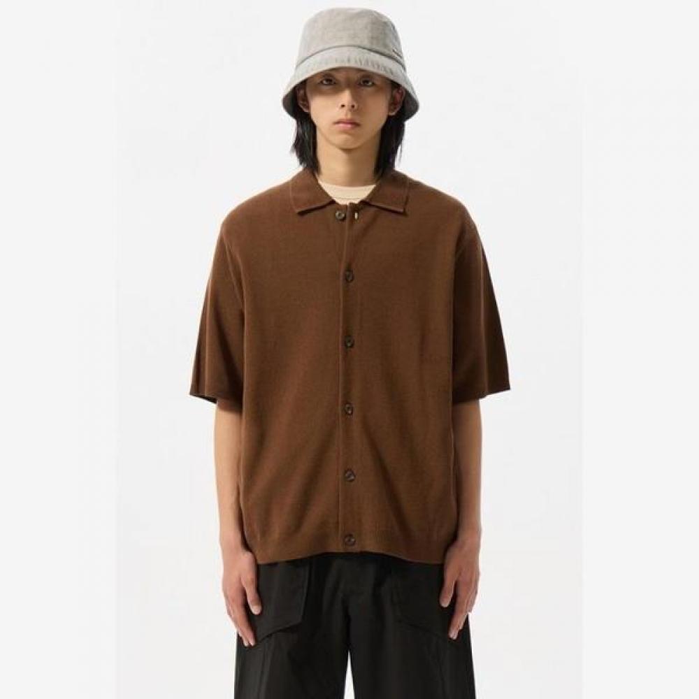 Customellow Brown Soft Half Sleeve Cardigan Cwwam25311brx