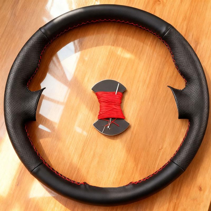 Faux Leather Car Steering Wheel Cover For Toyota Fortuner Hilux 2016 2017- Breathable Hand Sewing Car Accessories