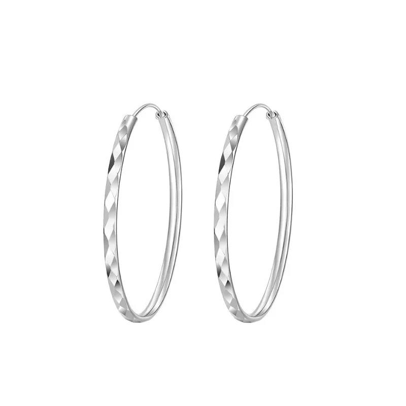 925 Sterling Silver 30/40/50/60mm Circle Hoop Earrings For Women Fashion Party Jewelry Gifts 4