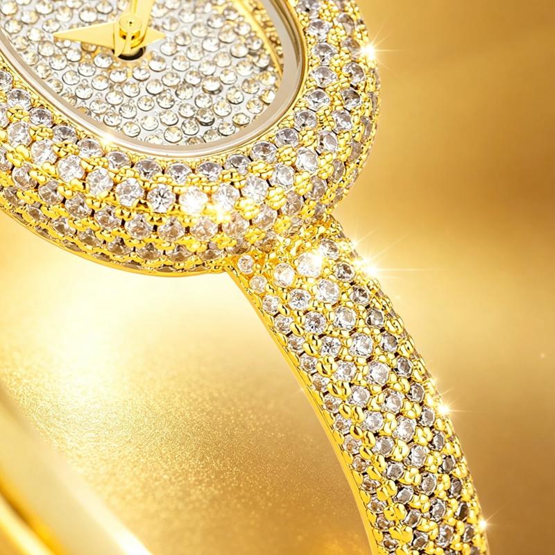 High Quality Retro Diamond Wristwatch For Women Luxury Oval Watch Elegant Bracelet Jewelry Ladies Quartz Watch Gold Silver Gift