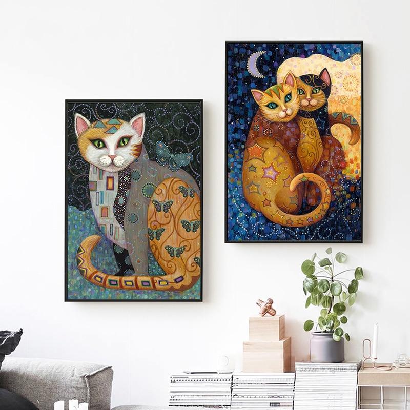 Густав Климт, Известные картины, Кошки, Искусство, Холст, Живопись, Абстрактные и милые животные, Ретро, ​​Фрески,