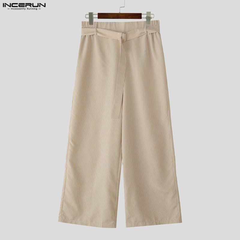 INCERUN 2PCS Men Striped Long Sleeve Shirts Long Pants Casual Outfits Sets