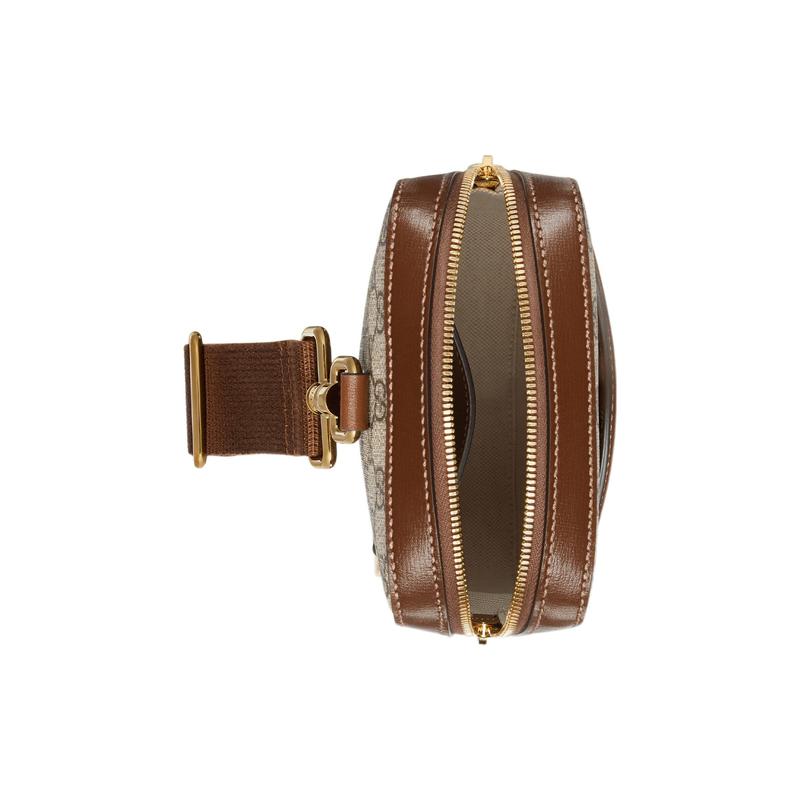 Gucci Interlocking Double G Oval Tag Canvas with Leather Trimming Messenger Bag Shoulder Crossbody Bag Men's Beige/Ebony