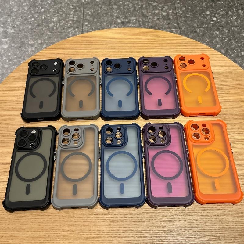 Роскошный Ударопрочный Бронированный Чехол Для Magsafe Для iPhone 17 Air 16 15 14 Pro Max Беспроводная Зарядка Магнитный Матовый Прозрачный Жесткий Чехол