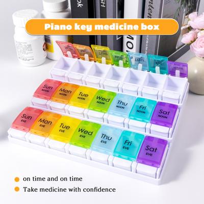 Органайзер для таблеток, ящик для хранения с большими отделениями, не содержит бисфенола А, еженедельная организация, прозрачный кнопочный контейнер для таблеток, планшет