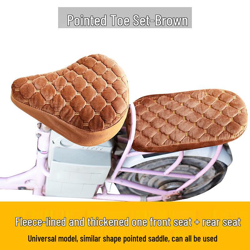 Плюшевая зимняя накидка на сиденье для электромобилей - Утолщенная губка, Универсальная посадка для велосипедов и электромобилей