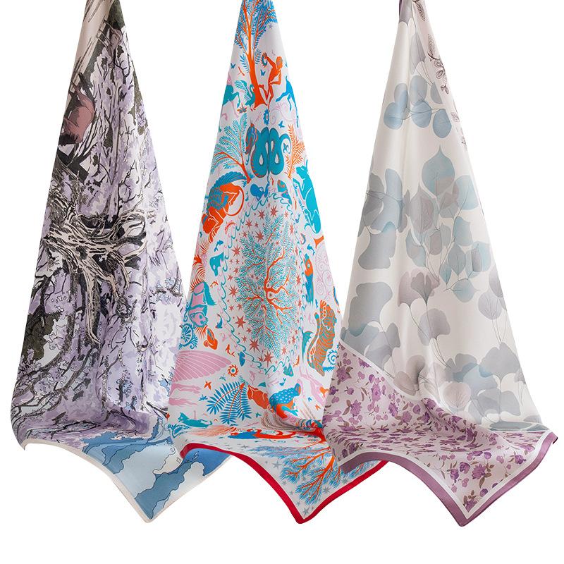 70 satin 100% silk square scarf double-sided two-color  premium versatile scarf