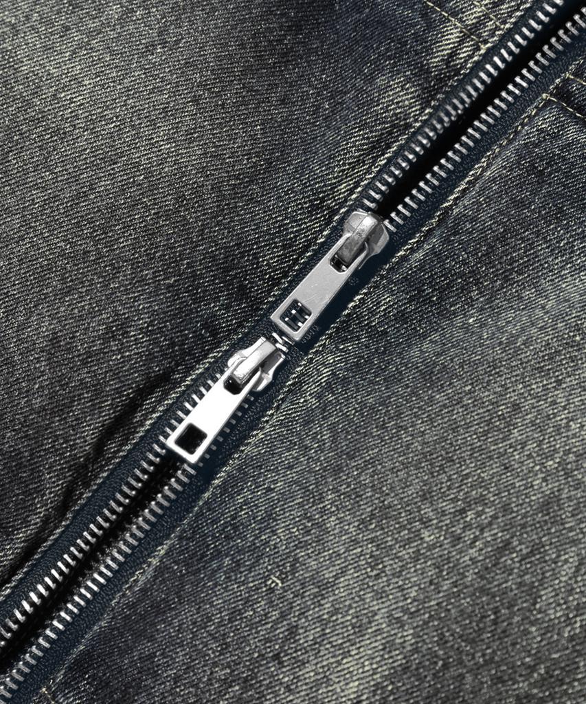 Пегая байкерская куртка Trillion Denim, песочно-голубая.