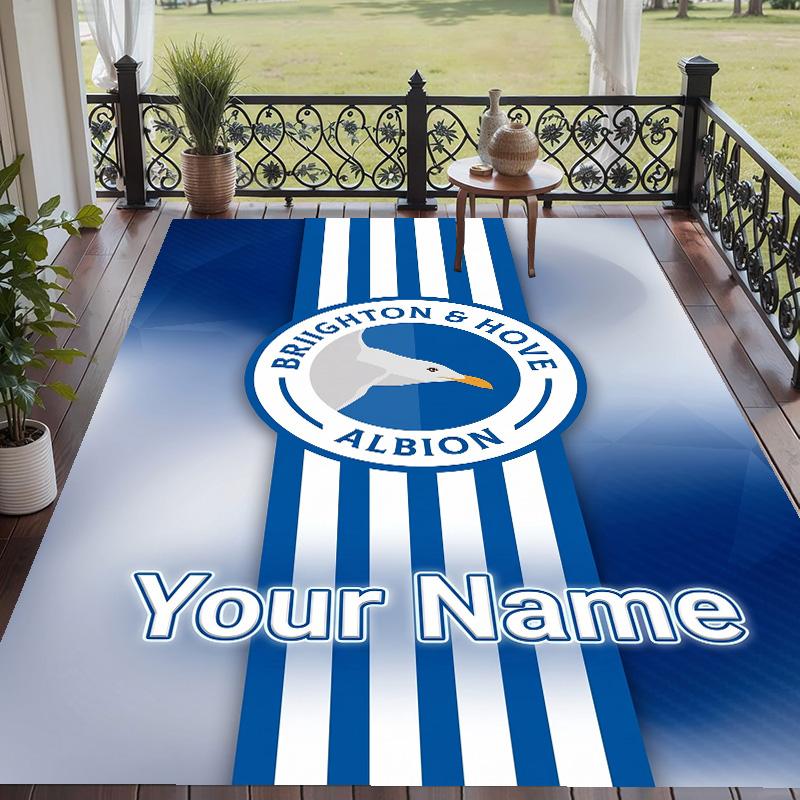 Custom Text Printed Rug Brighton & Hove Albion Football Non Slip Floor Carpet For Home Room Decor