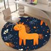 1PC Horse Winter Office Round Area Rug,  Mat Suitable ForOffice, Under Office Chairs Bedroom Living Room Home Decor, Room Deco
