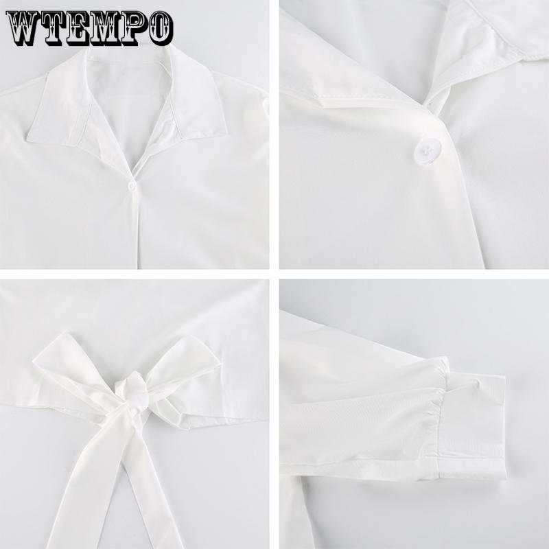WTEMPO Винтажная уличная одежда в стиле Харадзюку, женские блузки, корейские модные черные, белые, серые рубашки с длинными рукавами, туники, шикарные укороченные топы