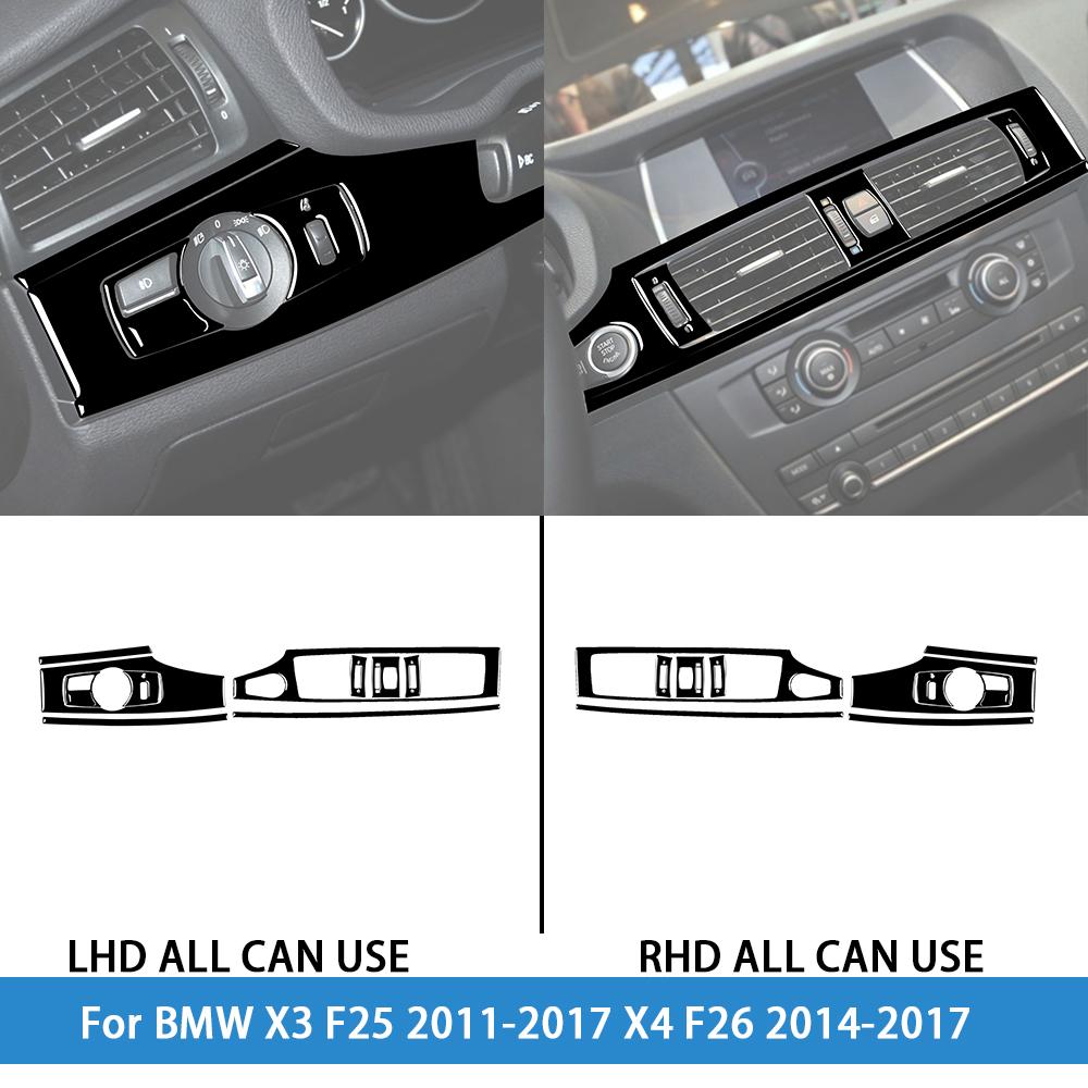 dsgur6 For BMW X3 F25 2011-2017 X4 F26 2014-2017Car Accessories Piano Black Interior Air Vent Taillight Console Trim Modified Sticker