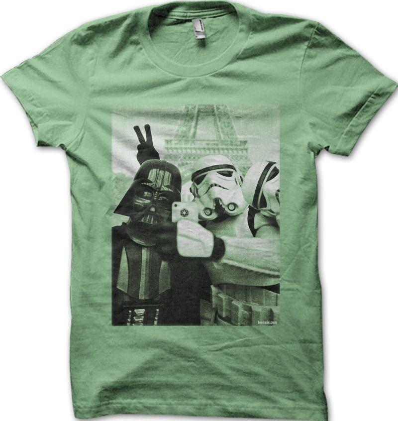 Star Wars StormTrooper Darth Vader JEDI Selfie Paris YODA green t-shirt OZ9773