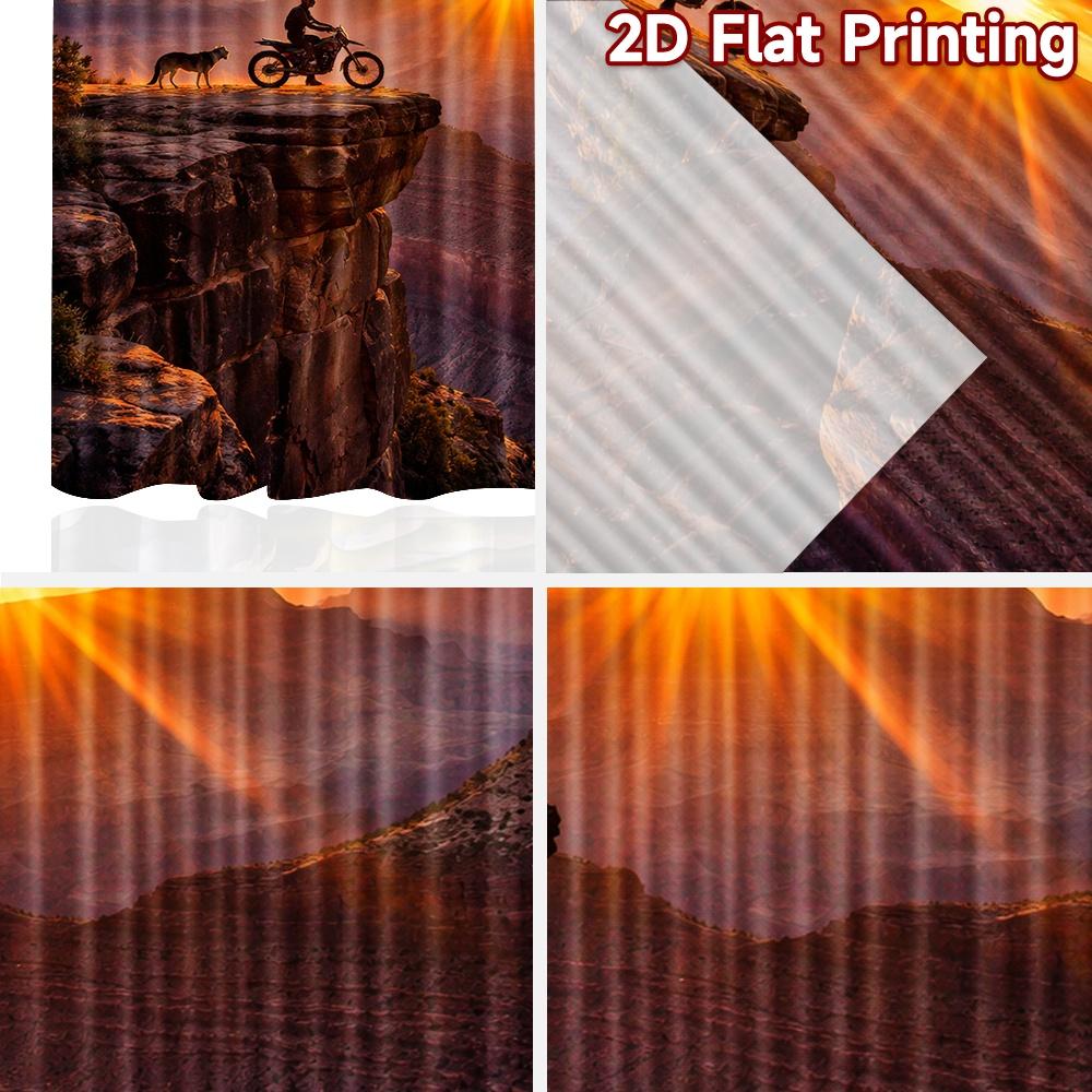 2D flat printing 2pcs Curtain Party Window Curtains Sunset Adventure Cliff Digital Printed Polyester Drapes Festive Curtains for
