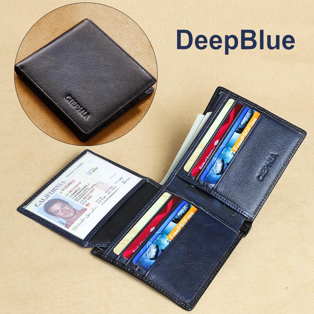 Мужской кошелек из натуральной кожи с защитой от блокировки RFID, двойной складной кошелек в стиле ретро, ​​короткий многофункциональный держатель для кредитных карт с 2 кошельками для удостоверений личности