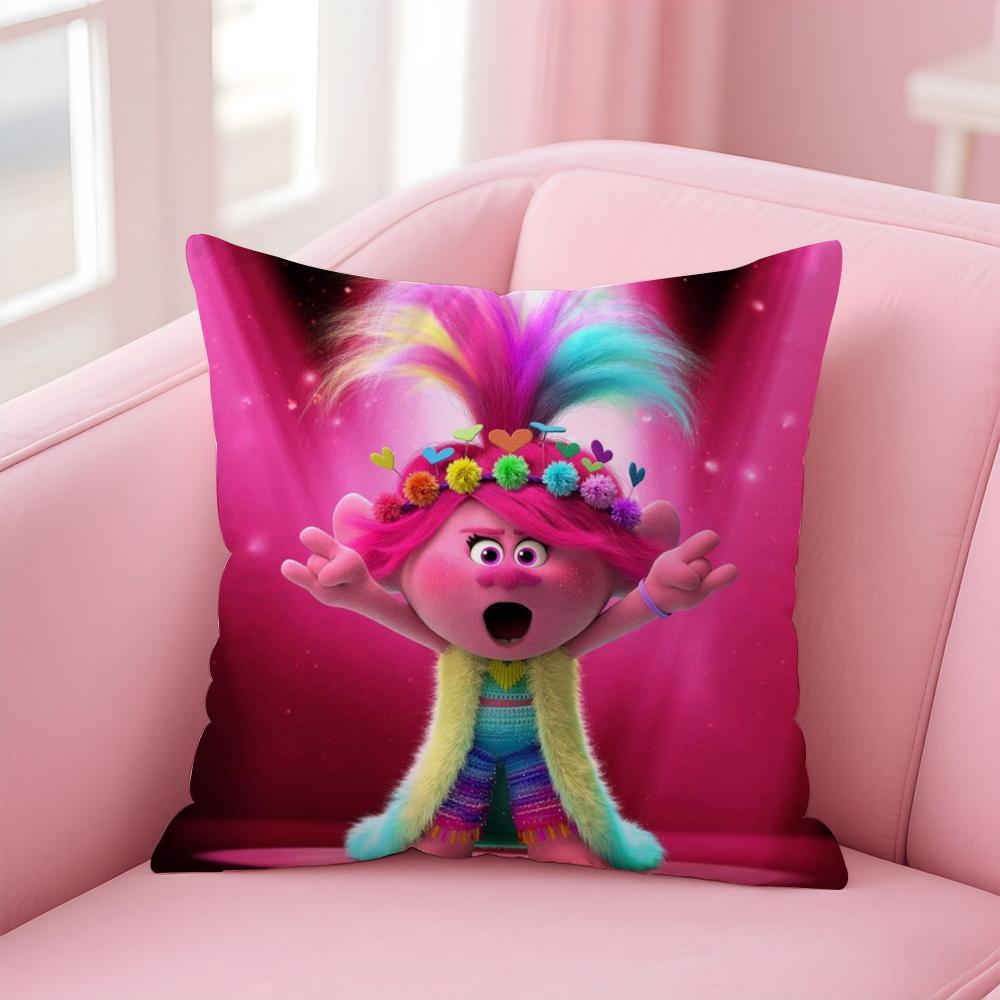 Colorful Cute American Cartoon TTrolls Cushion Cover Pillow Case Soft Skin Friendly Fabric Concealed Zipper