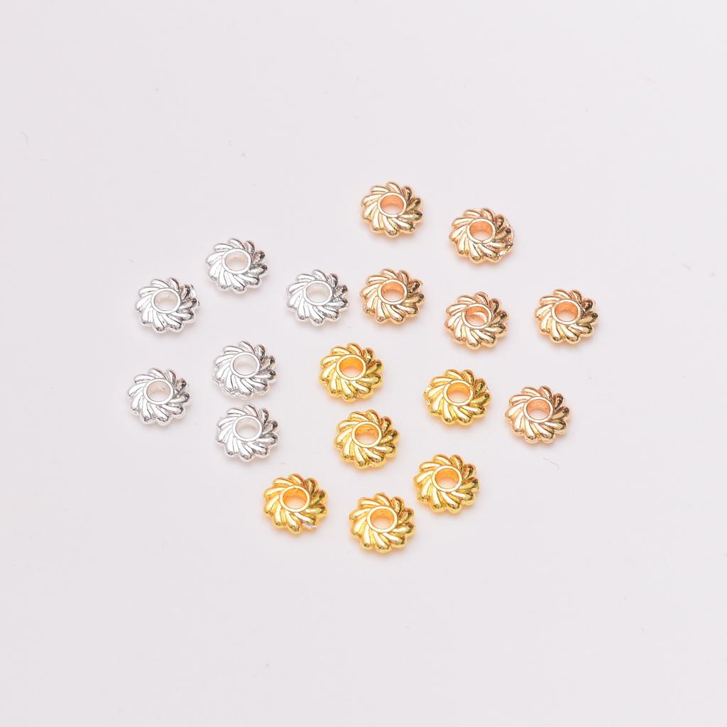 100pcs Color Retention 14K Gold Sunflower Spacer, Hot Wheel Bead Spacer Diy Handmade Beaded Loose Bead Bracelet Accessories