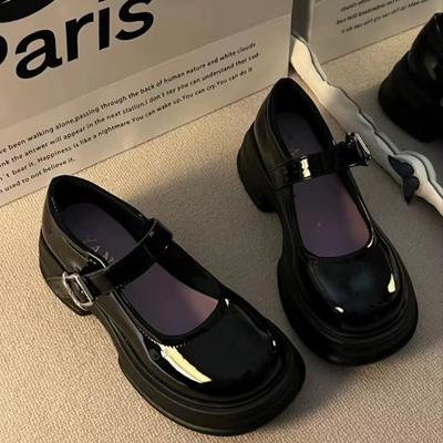 Летние черные туфли с круглым носком jk на японской платформе французские туфли на высоком каблуке женские весенние и осенние ретро туфли Мэри Джейн