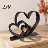 Modern PLA Art Piece Double Heart Romantic Love Printed Figurine 3D Decor for Valentine's Hollow Shape Sculpture Day Anniversary Gift Couples