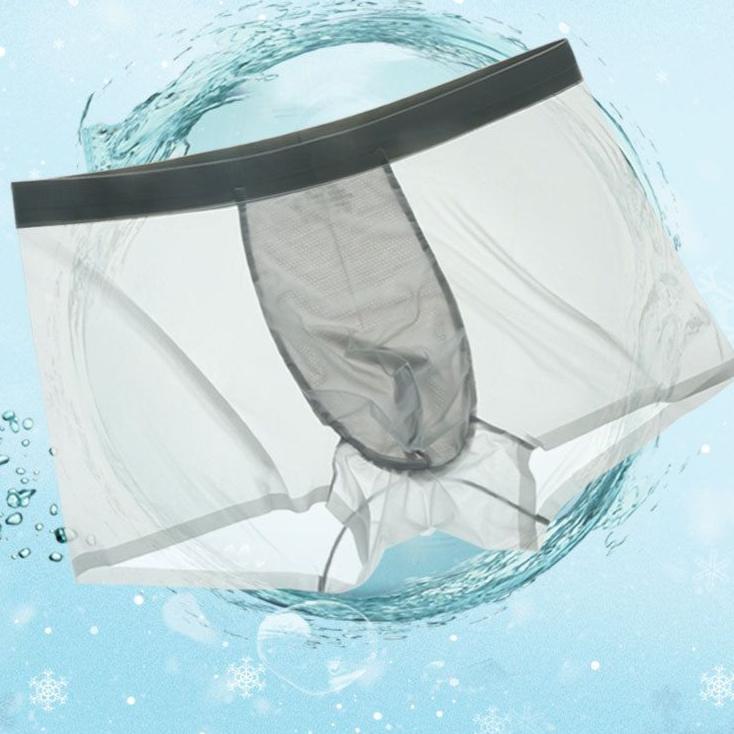 Мужские шорты из шелка Ice Silk, облегающее нижнее белье со средней посадкой и эластичной талией, ультратонкие однотонные трусики с U-образным вырезом