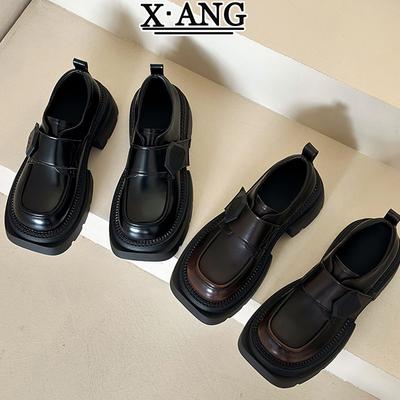 Кожаные туфли-лодочки женские 2025 весна новые на толстом каблуке платформе лоферы маффин одинарные туфли Мэри Джейн туфли на высоком каблуке