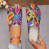 Fashion New Fashion Women Sandals Colorful Floral Pattern Sandals Mesh Round Toe Summer Casual Slippers Flats Lady Vacation Beach Shoes
