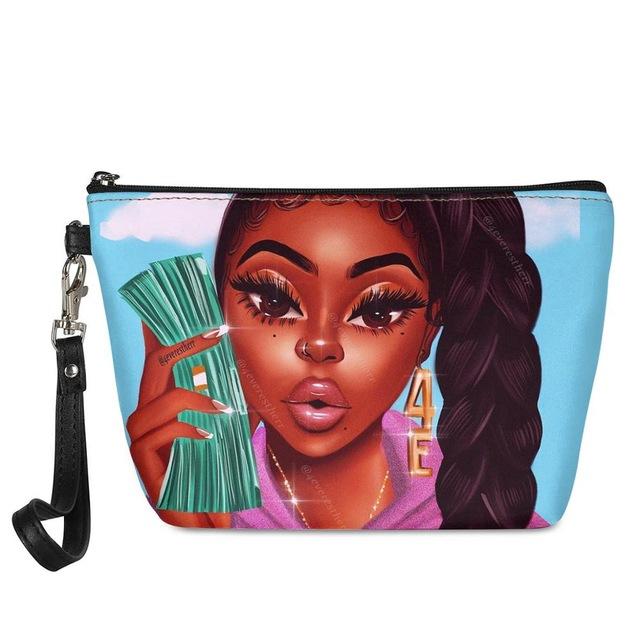 Custom Makeup Bags Afro African Girls Print Cute Cosmetic Bag Beauty Travel Organizer Make up Pouch Suitcase Women Toiletry Bag