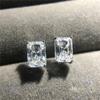 Huitan Luxury Rectangular Cubic Zirconia Stud Earrings Women Wedding Accessories Fashion Contracted Style Versatile Lady Jewelry