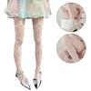 Women Gothic Fishnet Mesh Garters Thigh High Stockings Tights Hollowed Sweet Heart Patterned Sheer Suspender Pantyhose