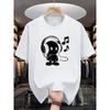 Summer Men's 100% Cotton Casual Loose Fit Plus Size Music Themed Printed Comfortable Sports Round Neck Short Sleeved T-shirt Top