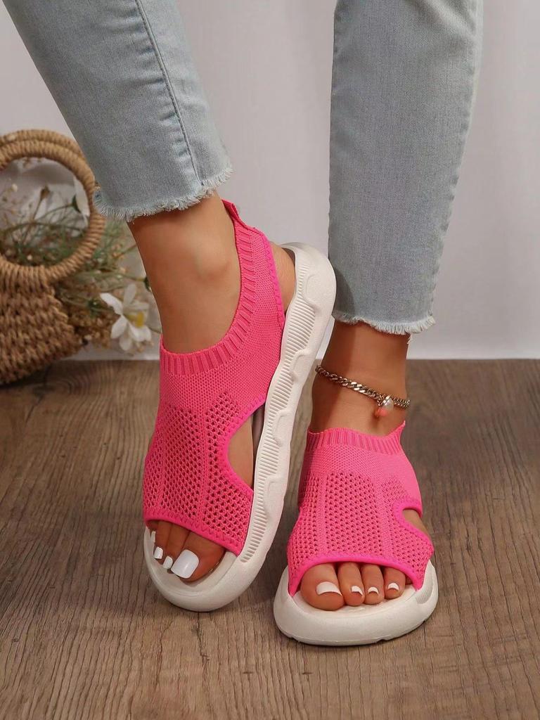 Womens Sandals Mesh Hollow Summer New Sport Fashion Platform 2024 Designer Flat with Casual Basic Solid Flip Flops Ladies Shoes