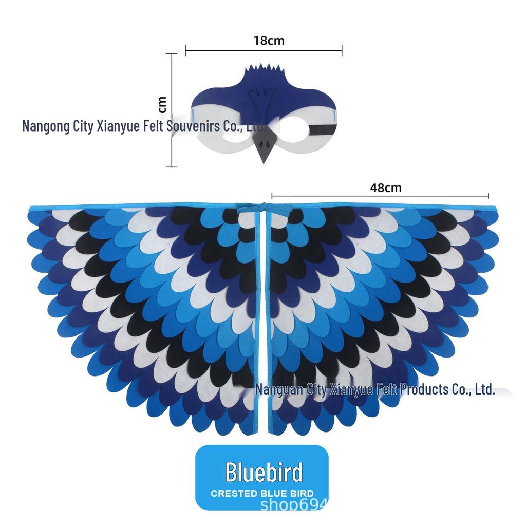 Children's Phoenix & Peacock Feather Wings and Mask Set for Halloween Performance