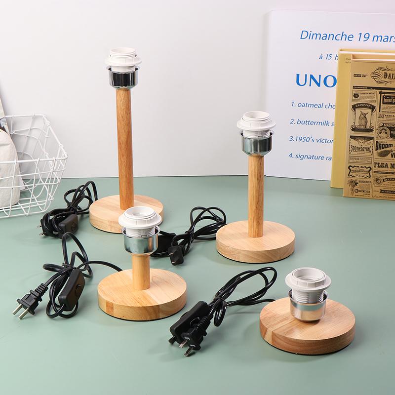 E27 патрон лампы круглый твердый деревянный держатель с шнуром включения выключения для настольной лампы прикроватный держатель лампы для домашнего освещения