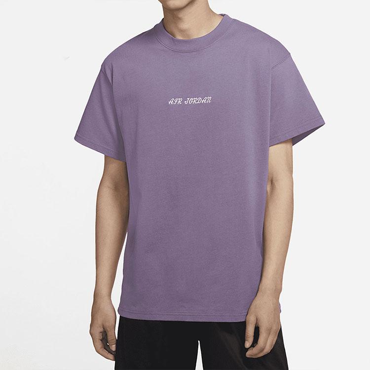 Мужская футболка Air Jordan Sportswear с круглым вырезом и короткими рукавами, серая, фиолетовая, DQ4960-574