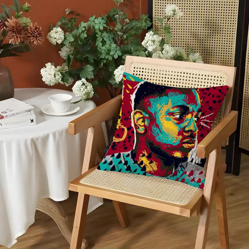 Rapper KKendrick LLamar Cushion Cover Silky Short Plush Invisible Zipper Dustproof Sofa Pillow Case for Home Decor