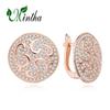 MINTHA Clip Earrings Trendy Wedding Daily Fashion Jewelry Cubic Zirconia Earrings For Women Bridal Round Earrings