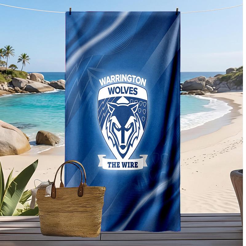 Warrington Wolves Print Beach Towel Soft Portable Quick?dry Towel For Pool Summer Vacation Outdoor Sport