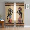 Ethnic Style African Women Black Women Tulle Curtains Living Room Kitchen Window Decoration Chiffon Voile Sheer Curtain