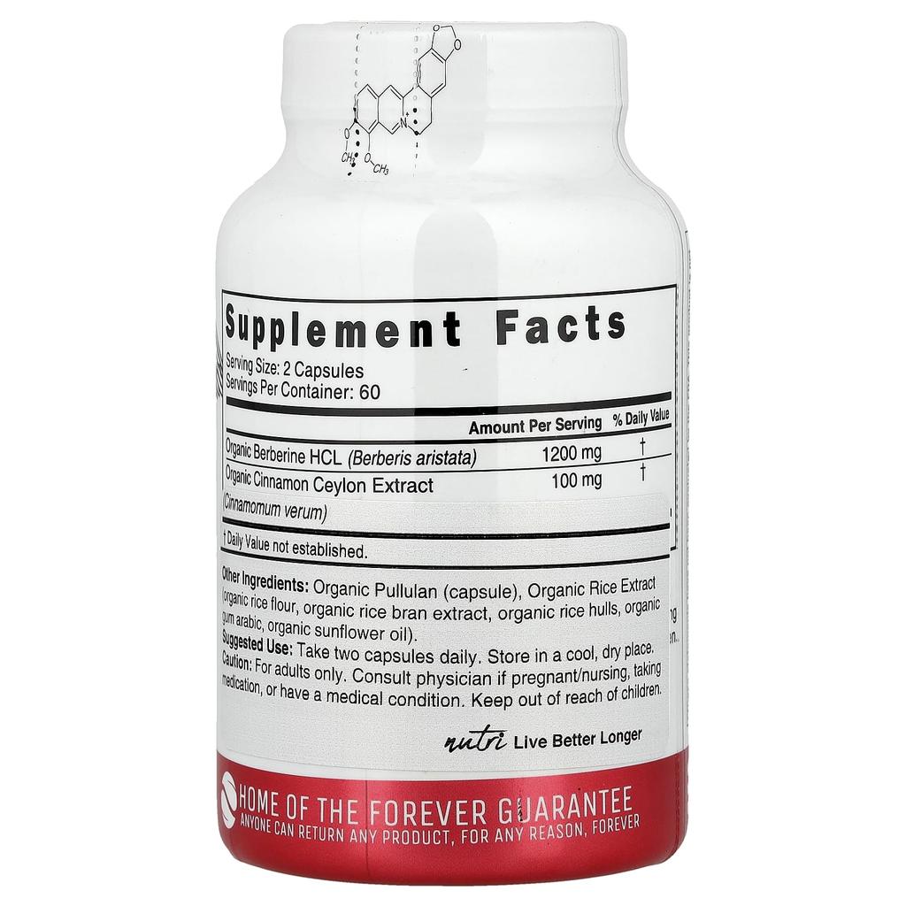 Organic Berberine + Ceylon Cinnamon, 120 Organic Capsules