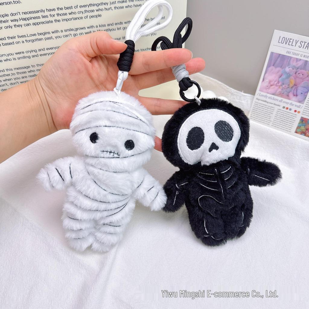 Creative Mummy Plush Toy Skull Charm - Halloween Backpack Keychain Gift