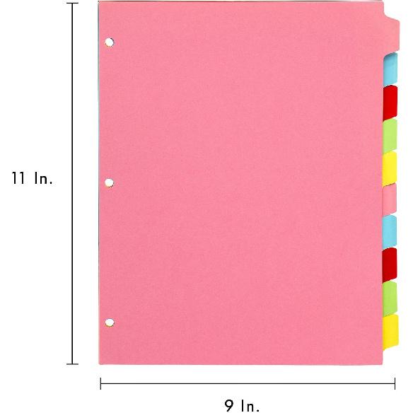 Pukka Pad 10 Part Dividers – 1 Pack of 10 Tabbed Set for 3-Ring Binder, Page Separators for Home, Office, School Organization – 8.5 x 11 Inches